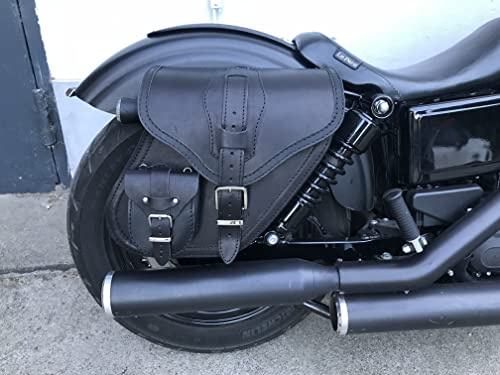 ORLETANOS svängväska Dynamite svart höger kompatibel med Harley Davidson Dyna Super Glide Fat Bob Street Bob Low Rider Sportster bakväska läderväska HD