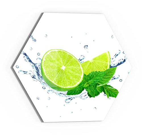 DEQORI Glas-Magnettafel | 40x34,5 cm groß | Motiv Limette fällt ins Wasser | Memo-Board aus Glas | Magnetboard inkl. Magnete, Stift & Tuch für Küche & Büro | Tafel magnetisch & beschreibbar