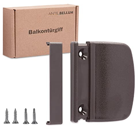 Ante bellum Maniglia per porta del balcone – Versatile maniglia per porte da balcone, terrazze e zanzare, maniglia per porta della terrazza, con viti, facile da montare senza fori (marrone RAL 8019)