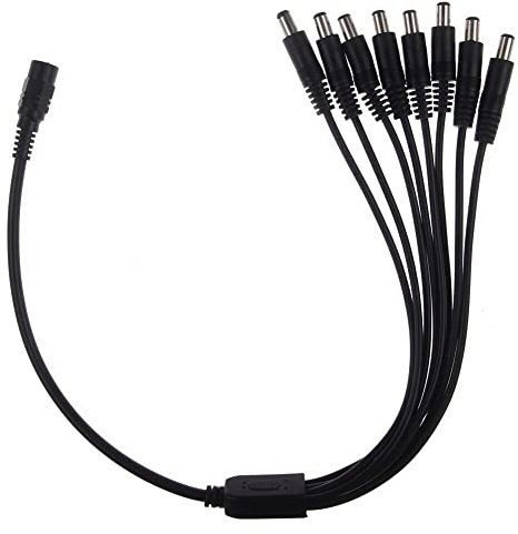 LEDSone DC Power Splitter Cable, Pure Copper DC 1 Female to 8 Male 5.5mm x 2.1mm Cable, Support 12V 5A for CCTV Security Cameras, Router, LED Light Strip and More