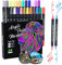 Sonlaryin Acrylstifte Marker Stifte 24 Farben, Doppelspitze Acrylstifte für Steine Wasserfest, Acrylmarker Set für Holz, Glas, Papier, Keramik, Leinwand, Erwachsene Kinder Geschenke Ostern Basteln