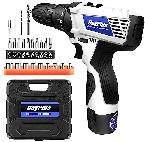 Cordless Power Screwdrivers Drilling Machine with Hard Case for Home, Electric Screwdriver Set with 26PCS Accessories, 2X 1300mAh Battery 1 Hour Fast Charge, LED Work Light