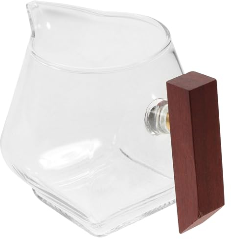 HAKIDZEL Jarra De Leche Con Asa De Madera Maciza Salsera De Vidrio Para Té Salsera Con Asa Para Salsa Para Cocina