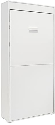 Vep Home Letto a Scomparsa Verticale 90x190 cm - Ideale per Camere Piccole - Rete Integrata e Sistema Antiribaltamento - Misure 219x103x36 cm - Da Fissare a Parete - Colore Bianco