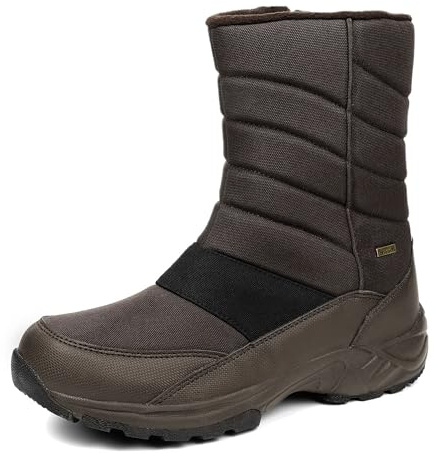 TLOLA Bottes d'hiver pour homme - Imperméables - Doublure chaude - Légères - Antidérapantes - Pour le travail, le ski, le plein air, marron, 44 EU
