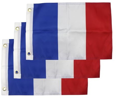 Lot de 3 drapeaux de bateau pour bateau, voile, petit drapeau national pour bateau (France)