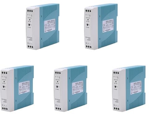 Lckiioy 5X MDR-20 12V 20W Din Fuente de Alimentación de Carril Fuente de Alimentación del Regulador de Voltaje del Conductor 110V 220V
