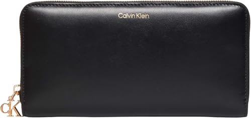 Calvin Klein Portefeuille Femme Large Zip Around avec Logo, Noir (Black), Taille Unique