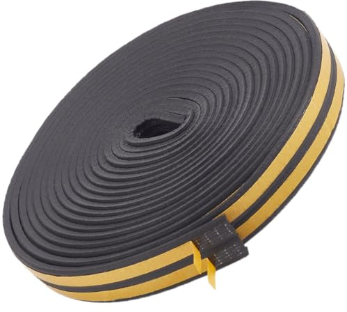 GORGECRAFT 10Ms x 18mm Ribbed Weather Stripping Self Adhesive EPDM Foam Rubber Seal with Tape Strip Soundproof Weatherstrip Door Window Gap Frame Sealers for Garage Cars Boats Truck Black