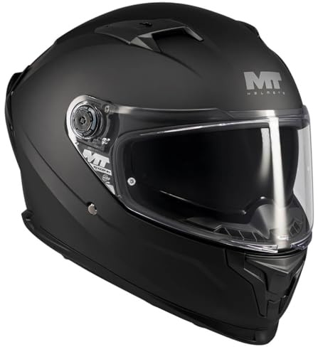 MT Helmets Braker SV Designed Negro Mate - Casco de Moto Integral con Visor Solar, para Hombre y Mujer, Homologado ECE 22.06 (M)