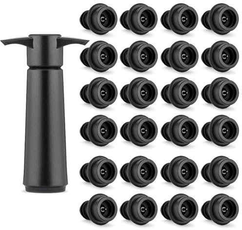 25 Pieces Wine Bottle Stoppers Champagne Stoppers Bottle Stopper Reusable Wine Stopper for Most Standard Bottled Beer Champagne Wine and Sparkling Wine （Black）
