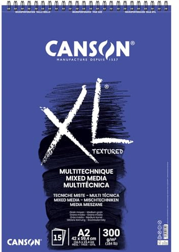 NEU Canson XL Mixed Media Spiralblock, DIN A2, 15 Blatt, 300 g/m²