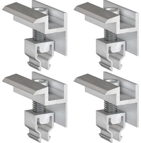 doitBau 1 Modul Set Klickfix Silber – vormontierte Endklemmen aus Aluminium für 30‑40 mm Modulrahmen, schnelle Montage auf PV-Montageschienen, korrosionsbeständig