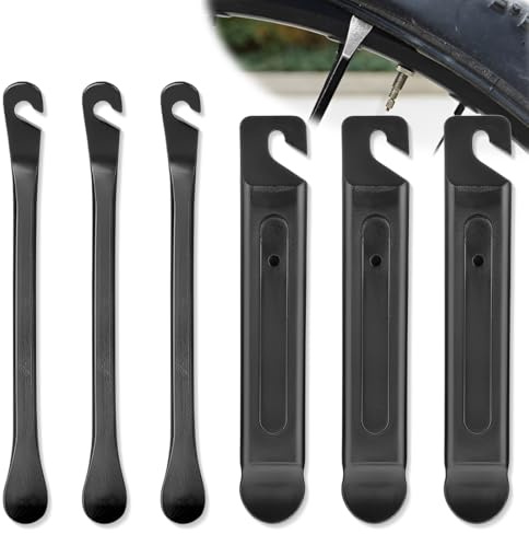 KEWUF 6 Stück Reifenheber Fahrrad, reifenheber, reifenheber fahrrad, Kohlenstoffstahl Montierhebel Reifenheber Metall Ergonomisch Reifenwechsel Hebel für Fahrräder Rennräder Mountainbikes
