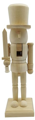 Hperu Figurines de Casse-Noisette en Bois inachevé de 10 Pouces, Ornements noël Vierges à Peindre, Bricolage, décoration Artisanale, Figurines noël