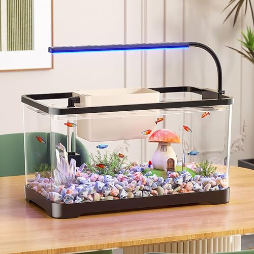 JYBBST Aquarium Komplettset, Fischtank-Aquarium Mit LED-Leuchten & Filtersystem, TropischeAquarien,Rechteckig Aquarium Für Wohnzimmer & Büro(XL)