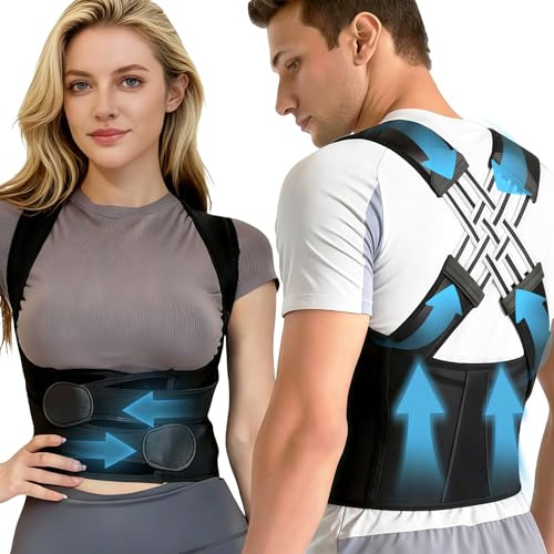 Curlady Rücken Geradehalter Verstellbarer Haltungskorrektionsgürtel für Damen & Herren, Ergonomische Rückenstütze & Schulterstütze zur Linderung von Nacken, Schulter & Rückenschmerzen
