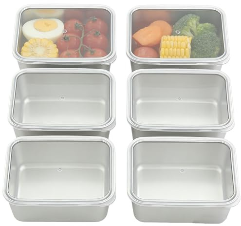 BAIFULAI 6 contenitori salvafreschezza in acciaio inox con coperchio: contenitori da 600 ml in acciaio inox impilabili, contenitori per meal prep, contenitori per conservazione per formaggio, frutta