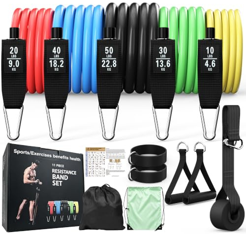 Resistance Bands with Handles for Working Out, 5-Level Stackable 150lbs Set
