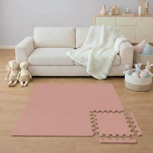 LittleTom Spielmatte Baby Puzzlematte mit Rand - 9 Teile je 30x30x1 cm Krabbelmatte 90x90 cm Bodenmatte Kinder - Puzzle Teppich Kinderzimmer - Eva Schaumstoff Bodenschutzmatte Spielteppich - BPA-frei