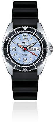 CHRIS BENZ ONE Medium 200M Taucheruhr mit Kautschukband, Karibikblau, schwarze Lünette