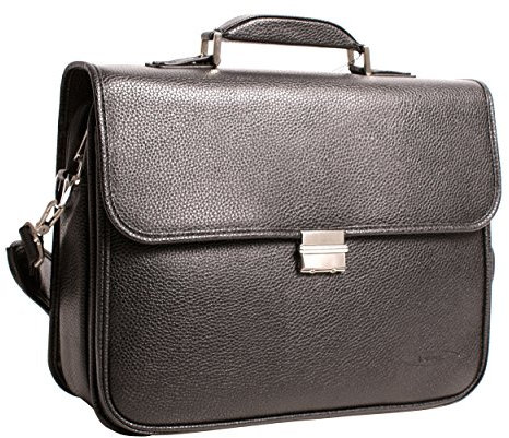 6905 Black Lorenz Laptop Business Leather PU Large Case with a Combination Lock
