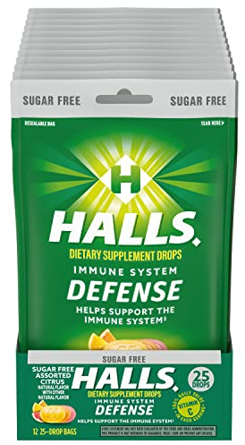 HALLS Defense Citrus Sugar Free Vitamin C Dietary Supplement Drops, 300 ct