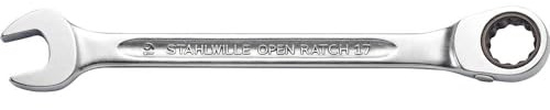 STAHLWILLE Nr. 17 l Ratschen-Ringmaulschlüssel OPEN-RATCH 13 mm l abgewinkelte Ringseite l extrem belastbar l schraubenschonend