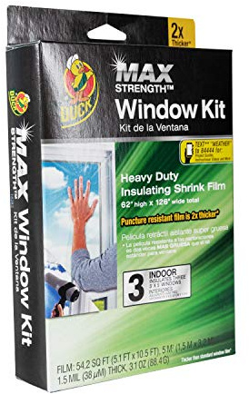 Duck MAX Strength Heavy Duty Insulating Film Window Kit, 3-Window, 62-Inch x 126-Inch, Indoor, 284351