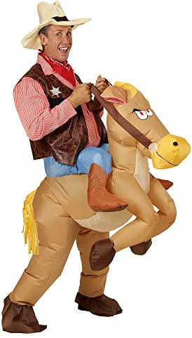 W WIDMANN MILANO Party Fashion - Costume gonflable de cheval | Costume de cheval gonflable avec soufflerie intégrée et chapeau de cow-boy – pour le carnaval et les soirées à thème
