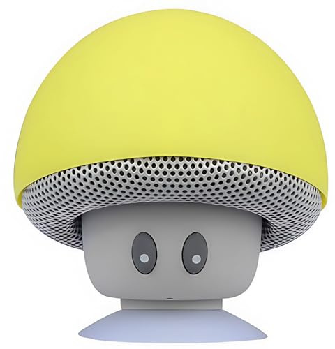 Hipipooo Mini Enceinte Champignon Bluetooth V2.1avec Ventouse, Haut-Parleur Mushroom Mignon sans Fil Compact avec iPhone, Android Phone, iPad, Tablette PC (Jaune)
