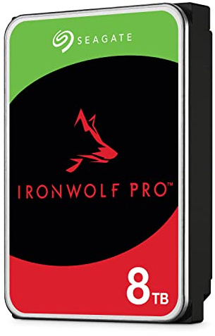 Seagate IronWolf Pro, 8 TB, NAS, Disco duro interno, HDD, CMR 3,5 SATA 6 GB/s, caché 256 MB, almacenamiento RAID, 3 años Rescue Services (ST8000NE0004)