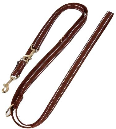 elropet Hundeleine Doppelleine Gurtband reflektierend 20mm 5,00m braun 5fach verstellbar für mittlere und große Hunde