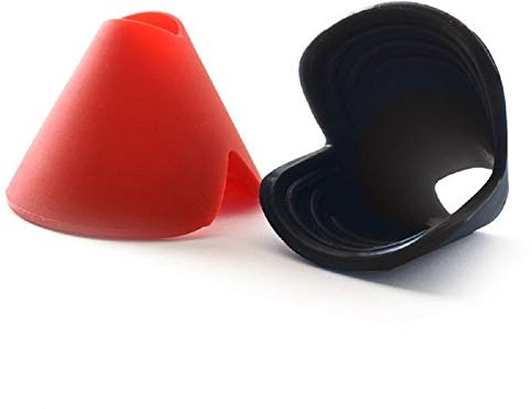 Norpro 3-in-1 Silicone Pinch Grips Set of 2 - Bottle Opener, Oven Rack Push/Pull & Mini Funnel, black and red
