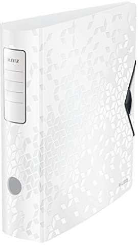 Leitz Qualitäts-Ordner 180° Active WOW, A4, breit, abgerundeter Rücken, 8,2 cm, Gummibandverschluss, leichtes Polyfoam, Weiß, 11060001