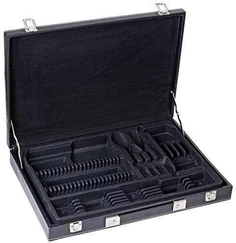 GRÄWE Besteckkoffer, leer - unbestückter Kunstlederkoffer mit Einlagen für 60-teiliges Besteck