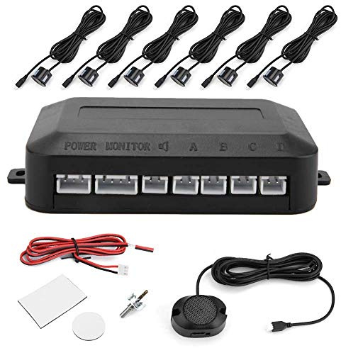 Aramox 4x Parksensoren Hinten Einparkhilfe Set, Akustischer Rückfahrwarner mit Summer, 30-150cm Abstandswarnung, 12V PDC Nachrüstsystem Schwarz