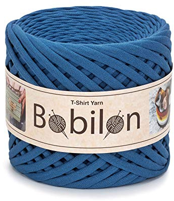 T-Shirtgarn Fettuccini Zpagetti Style 7-9 mm T-Shirtgarn zum Häkeln Strickgarn Knäuel T Garn Bio Makramee T-Garn Bändchengarn 100% Baumwolle Stoff Jerseygarn Blau Jeans
