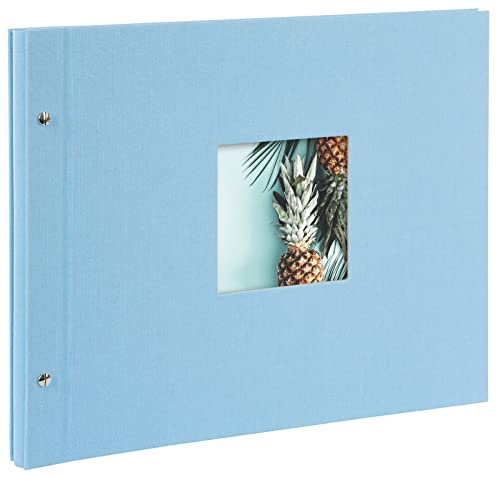 goldbuch 28829 Schraubalbum Bella Vista Himmelblau, Fotobuch 39x31x2,5 cm | Erweiterbares Fotoalbum mit Bildausschnitt, hellblauem Leinen-Einband, 40 weißen Seiten & Pergamin, Made in Germany