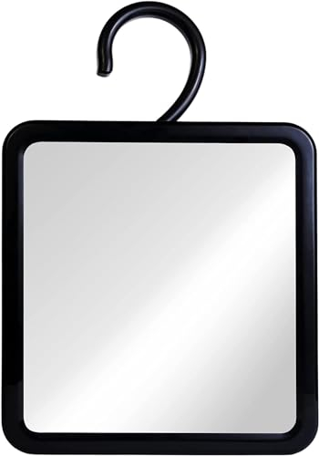 MIRRORVANA Hanging Fogless Shower Mirror for Shaving with 360° Rotatable Swivel Hook - Anti Fog and Shatterproof 6.3 x 6.3 Surface (Black)