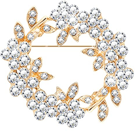KristLand Vintage Hochzeit Kristall Brosche mit Rotierenden Blättern Corsage Atemberaubend Art Deco Modische Blumen Brosche Braut Blumenband Brosche Party Geschenk für Damen