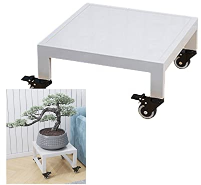 ZYFA Pflanzenroller Transportroller mit Rollen Pflanzen Rollbrett Blumentopf Blumenroller Untersetzer Kübelroller für Außenbereich, Innenbereich,Tragkraft 100 kg (Color : White, Size : 50x50x15mm)