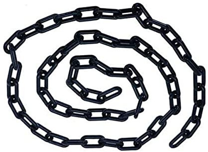 MACHSWON Chaînes en plastique de 25 m x 6 mm - Chaîne de sécurité en plastique pour poteau d'avertissement de route - Chaînes d'isolation pour installations de transport - Décoration de jardin - Noir