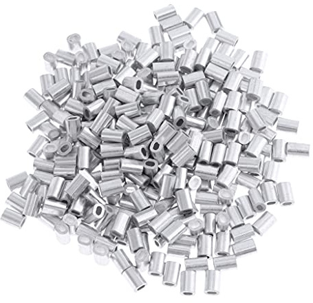 Leeadwaey Confezione da 100 manicotti a crimpare da pesca in alluminio a doppio fusto, 0,8 mm