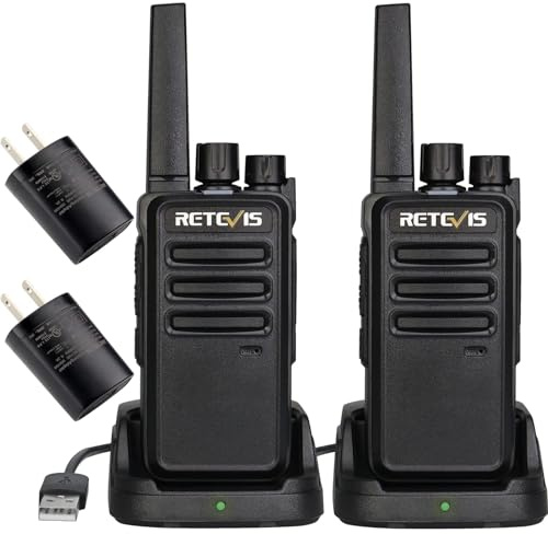 Retevis RT68 Walkie Talkies Rechargeable,Portable FRS Two-Way Radios for Adults,Heavy Duty 2 Way Radios Long Range,USB Charging Base,License Free Walkie Talkie for Road Trip Gifts Camping (2 Pack)