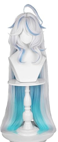 Weiße gemischte blaue Cyan Gradient lange gerade Cosplay Perücke mit Hitzebeständigen synthetischen Haaren für Frauen Halloween Comic Con Ersatz Perücken
