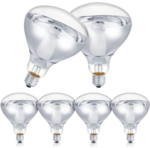 Tujoe 6 Pcs 125w Clear Infrared Heat Lamp Bulbs 110v Infrared Flood Light