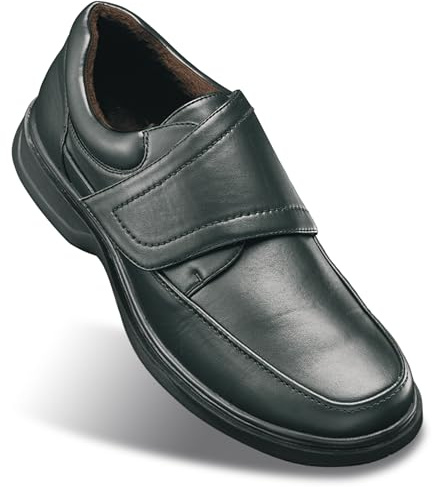 GALERIA DEL COLECCIONISTA Zapatos Elegance Confort Ancho Especial Hombre con Velcro Ajustable. Interior de Piel Transpirable, Suela Antideslizante. Plantilla Memory Foam: cómodos y cálidos.