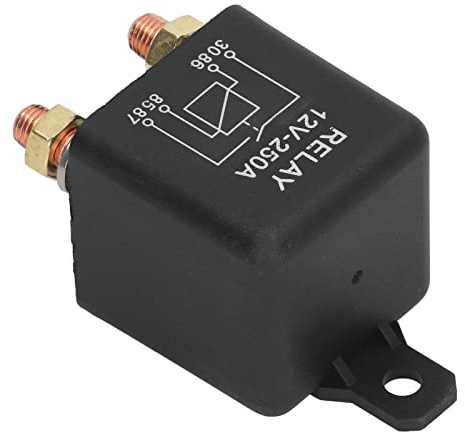 Relé de Arranque del Automóvil, Bobina de Latón Interruptor de Arranque de Alta Potencia 250A 12V Relé 4 4 Pines Acero Inoxidable Normalmente Abierto