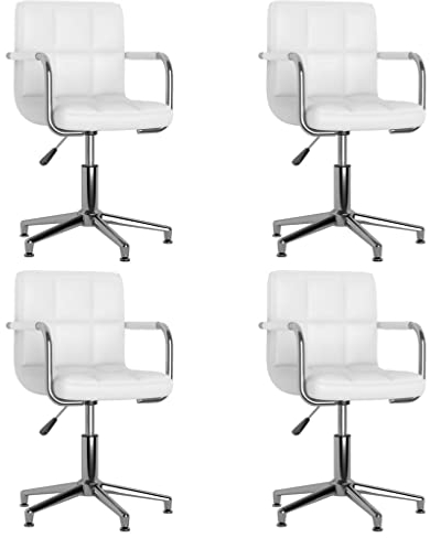 THOYTOUI Esszimmerstühle 4 STK. Gaming-Stuhl Schminkstuhl Esstisch stühle Arbeitsstuhl Geeignet für Schlafzimmer Küche Atelier Speisesaal Drehbar Weiß Kunstleder